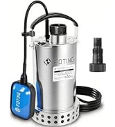 etevila Pompe submersible en acier inoxydable 900 W, 13 000 l/h, hauteur de refoulement max. 9 m, profondeur d'immersion max. 7 m.