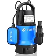 etevila Pompe submersible pour eaux usées 900 W, 14 000 l/h, pompe automatique de puissance, hauteur de refoulement max 8,5 m, unité...