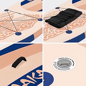 etevila Planche stand up paddling abricot Makani 320x80x15 cm SUP gonflable Planche paddle surf