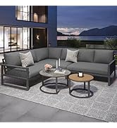 etevila Ensemble Salon de Jardin Exterieur 6/8 Personnes, Canapé d'angle Aluminium Métallique ave...