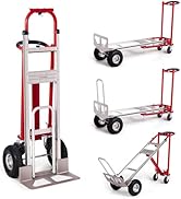 etevila 4-en-1 Diable Pliant en Aluminium,Chariot de Déménagement de Manutention 363/454 kg, Diab...