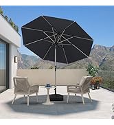 etevila Parasol de Jardin Extérieur Inclinable 2,7 m Rond, Parasol Balcon avec Châssis en Alu...