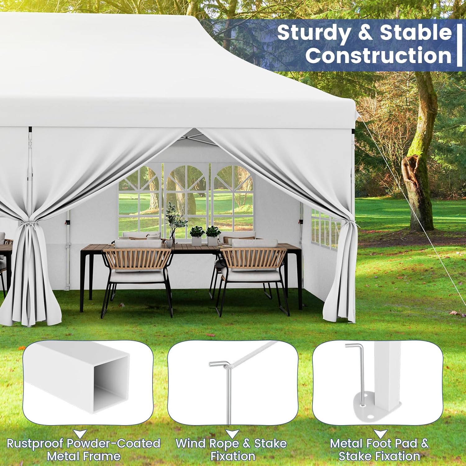 GOPLUS - tonnelle pliante série pop-up - 3x6m - imperméable, sac transport, sacs lestés, blanc