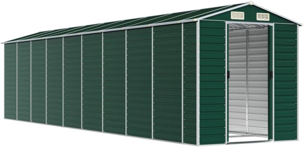 vidaXL - Abri de jardin inclinable - 191x810x198 cm - acier vert, handles