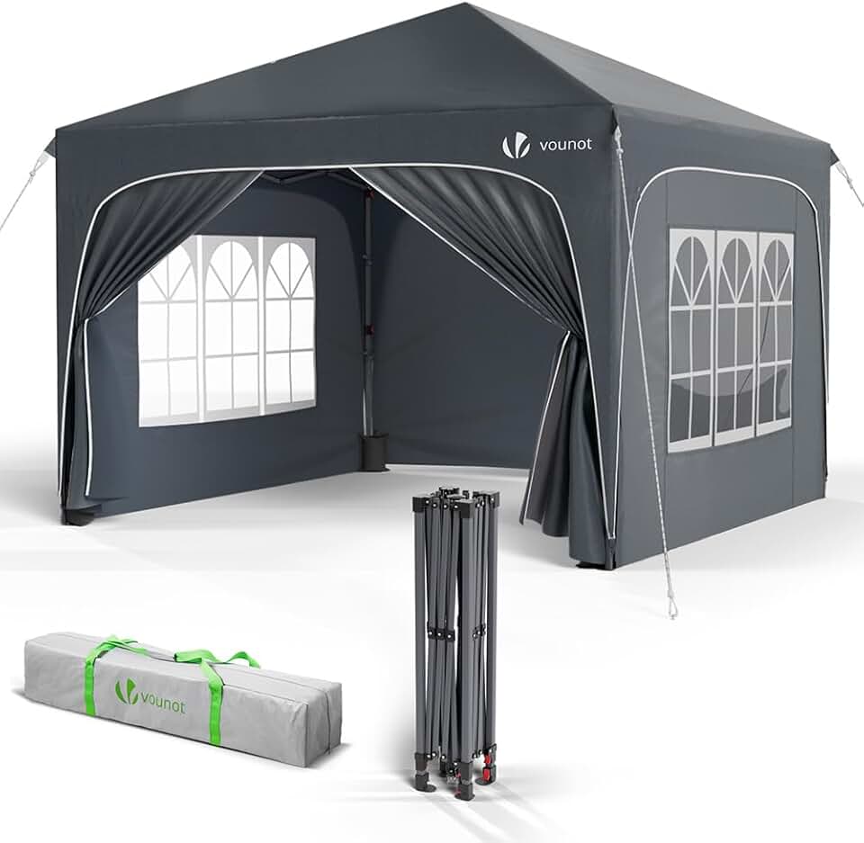 VOUNOT - tonnelle pliante série jardin 3x3m, anti-UV, imperméable, hauteur réglable, sac transport