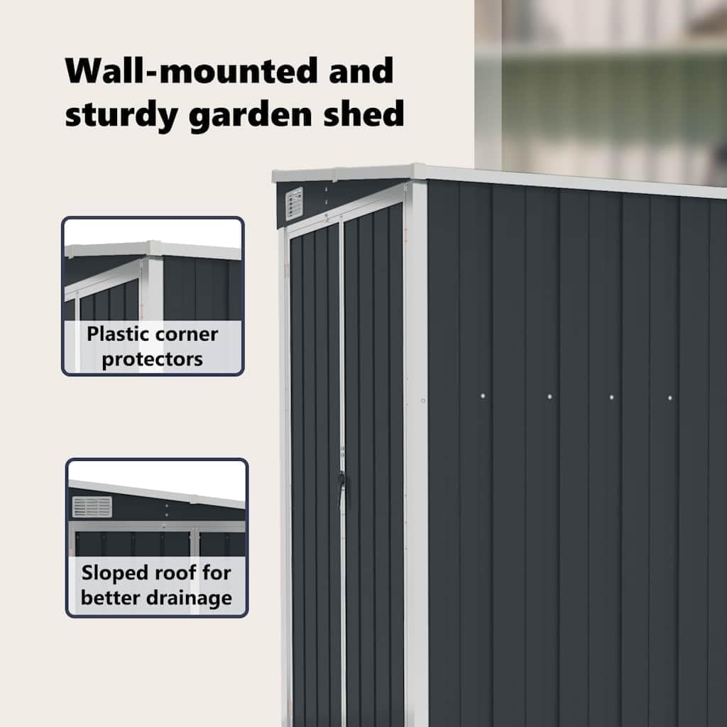 Générique Remise de Jardin Murale Anthracite 118x100x178 cm Acier,Structures extérieures, Cabanes & abris de Jardin,316219