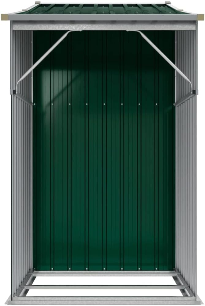 vidaXL Abri de Jardin, Cabane à Outils avec Poignées, Remise à Outils avec Toit Inclinable, Abri de Rangement Terrasse, Vert 277x93x179 cm Acier Galvanisé
