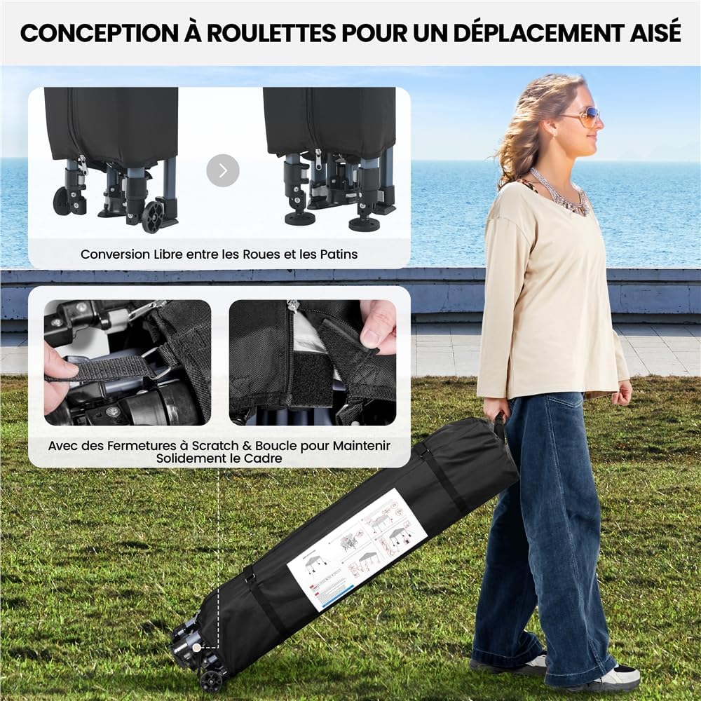 Yaheetech - tonnelle pop-up 3x3m, UV 50+, transport, blanc