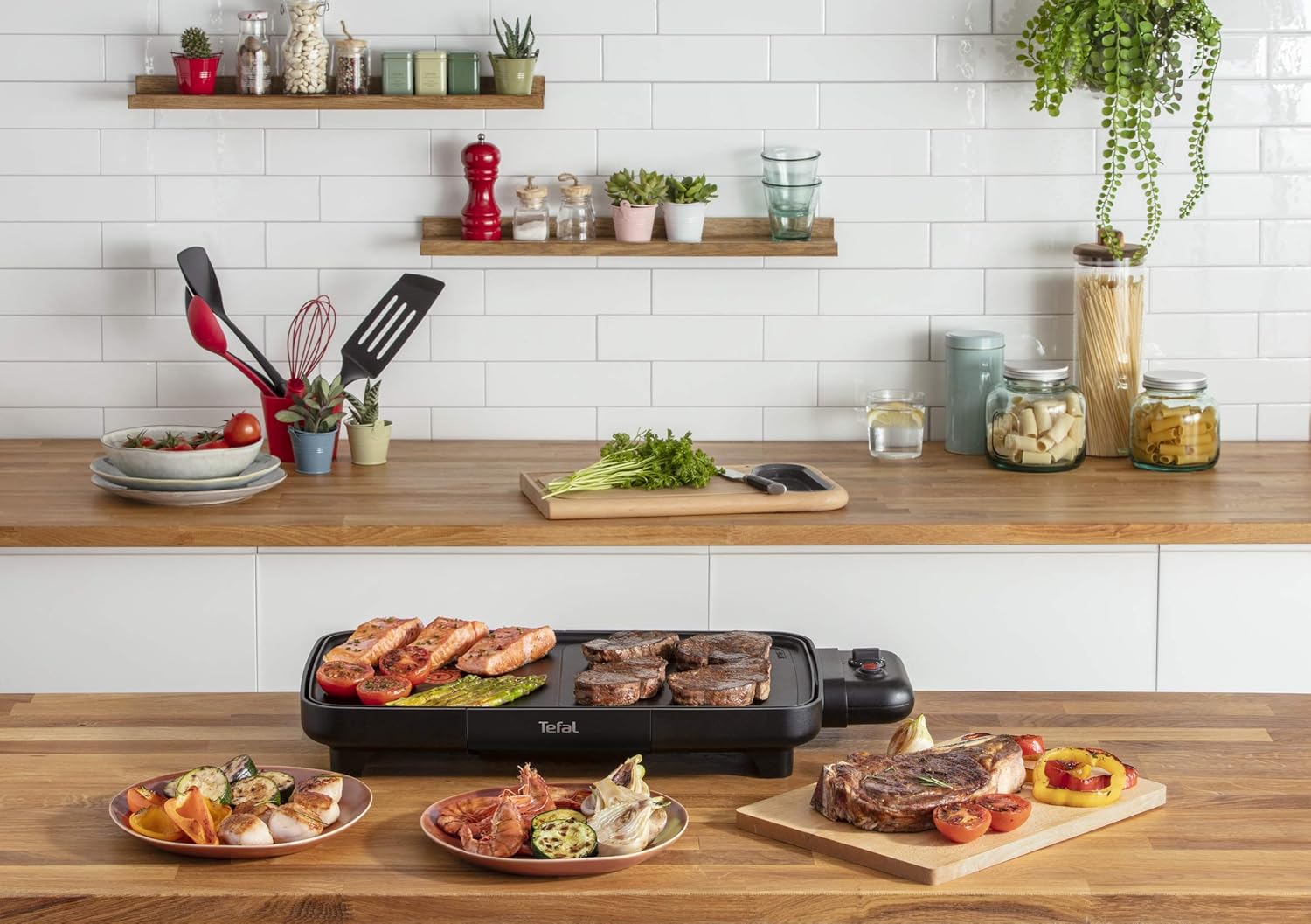 Tefal - Booster Plancha électrique 2200W 2 zones, grande surface, thermostat réglable CB642800