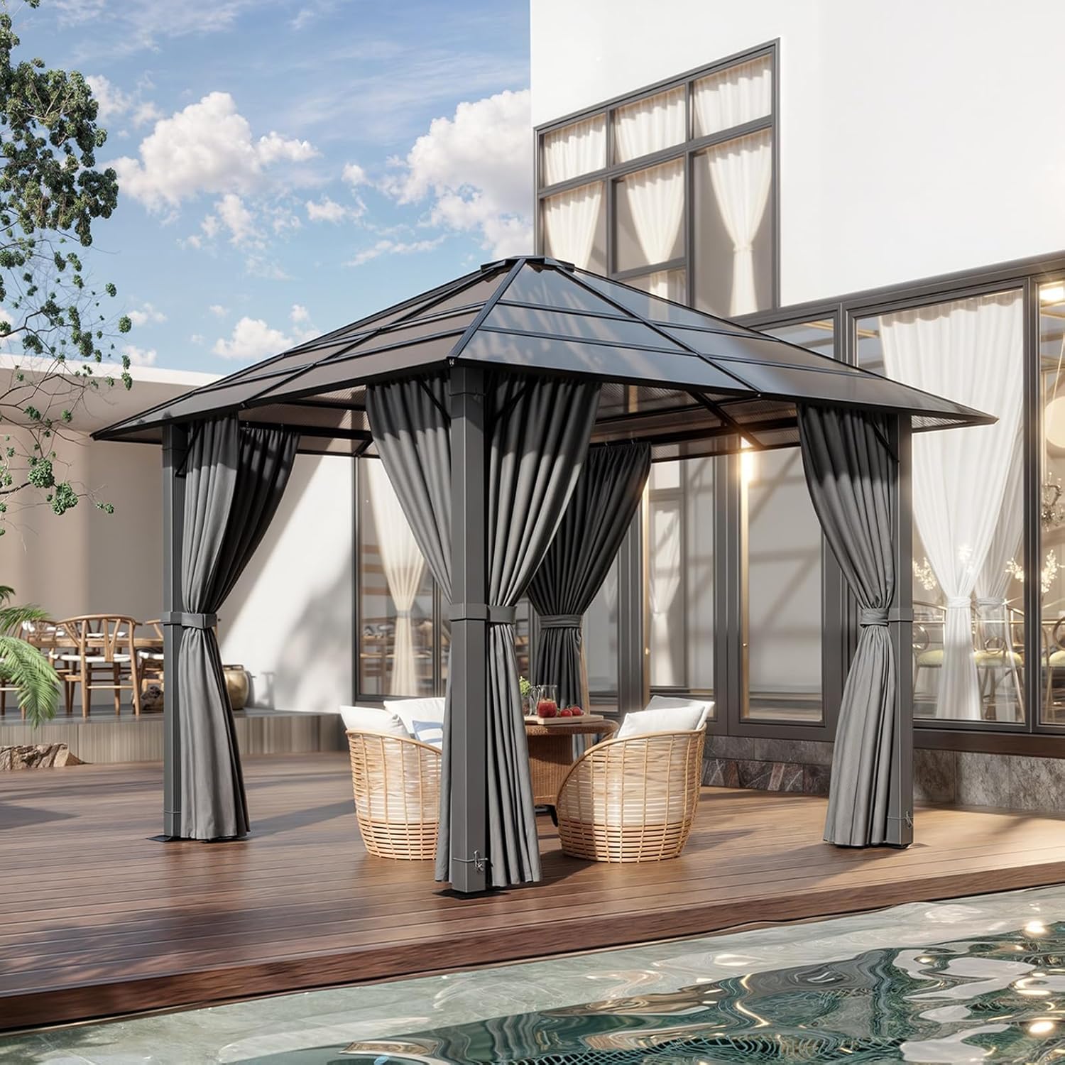 Devoko - Tonnelle Hardtop Aluminium 3x3m, étanche UV, gris