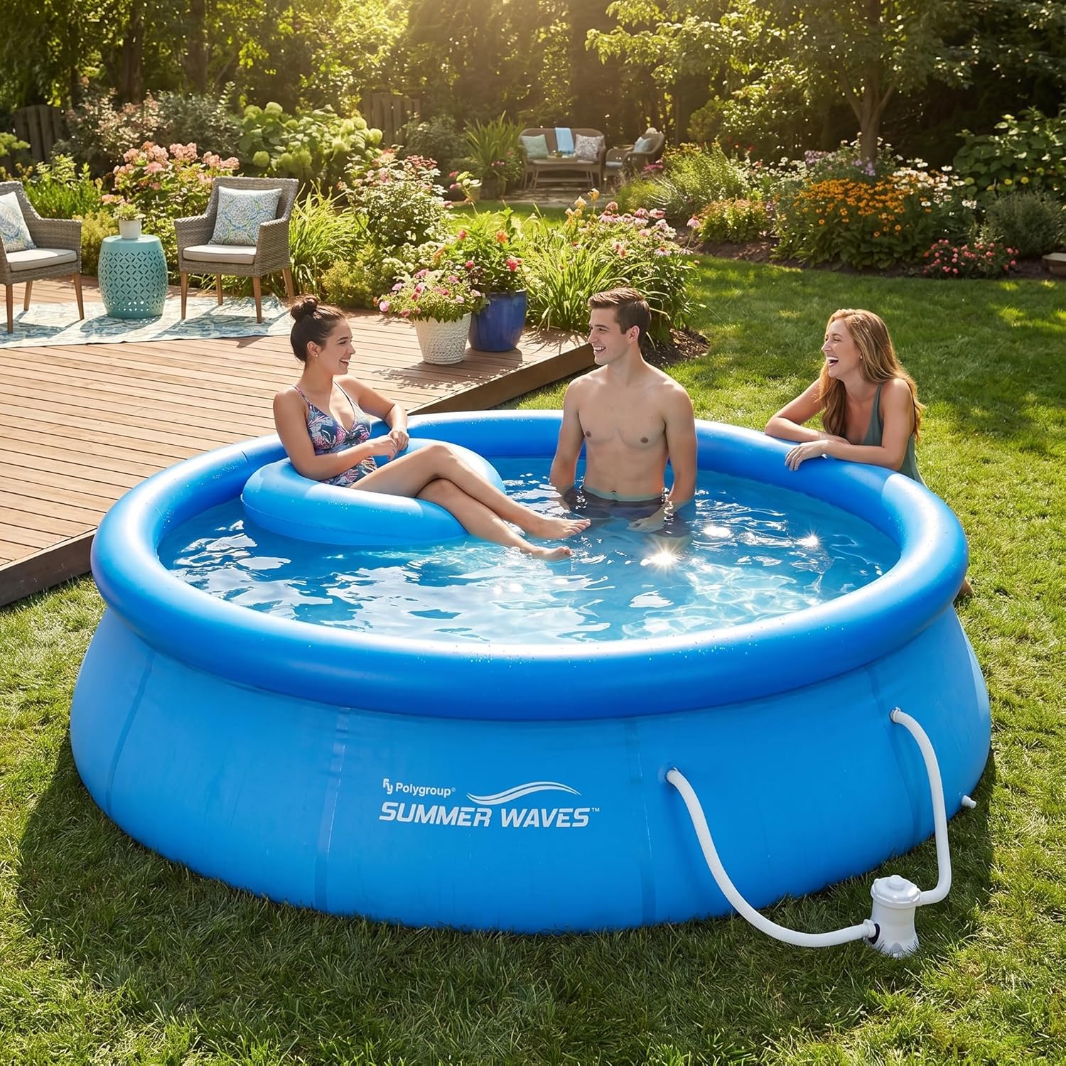 Summer Waves Piscine de 366 x 91 cm, installation rapide, idéale pour la famille, avec pompe de filtration