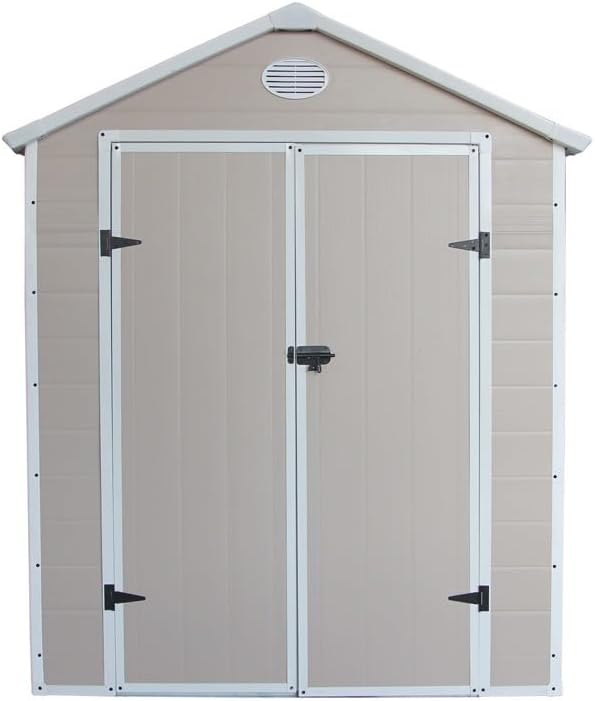 Jôbu - Abri de jardin résine 6,99m², acier, double porte, fenêtre, garantie 10 ans