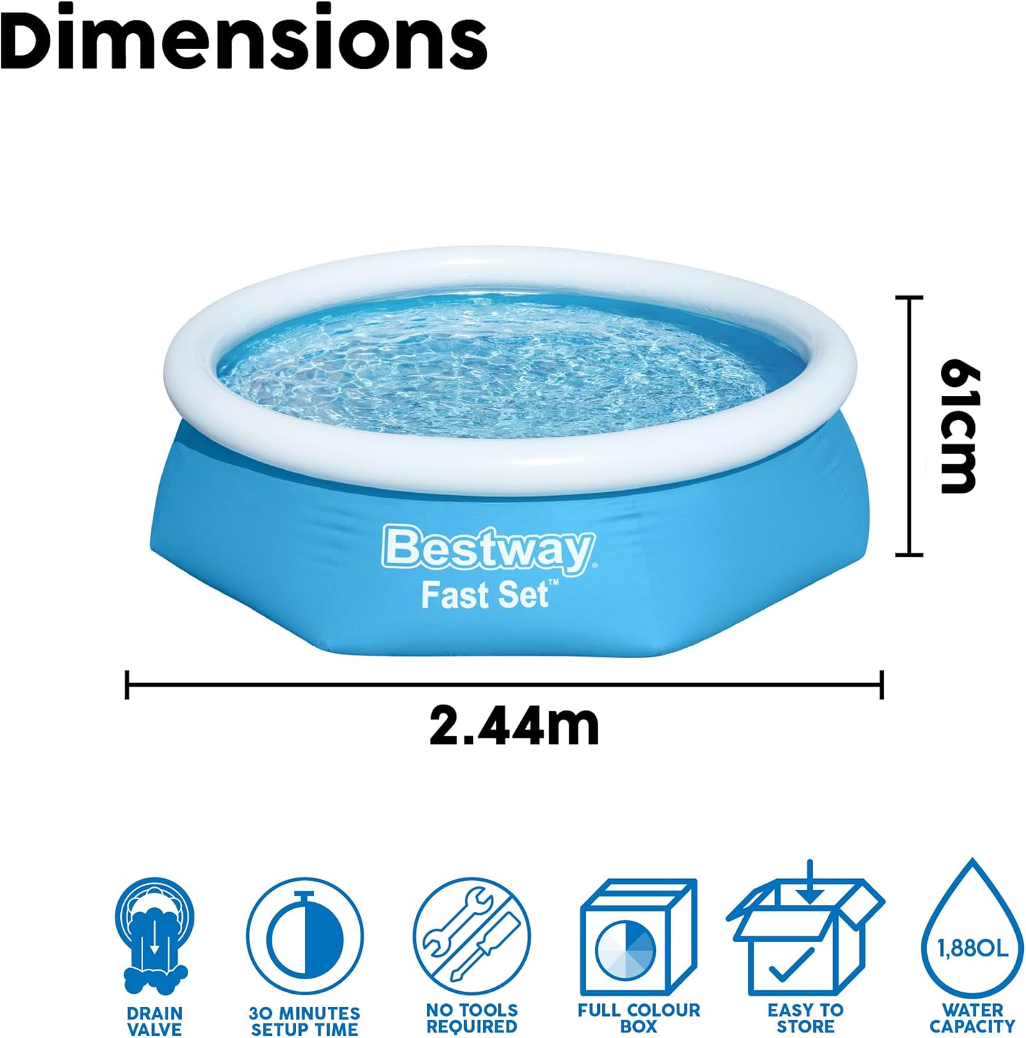 Bestway - Fast Set série - Ø244x66 cm - piscine hors sol gonflable 57265