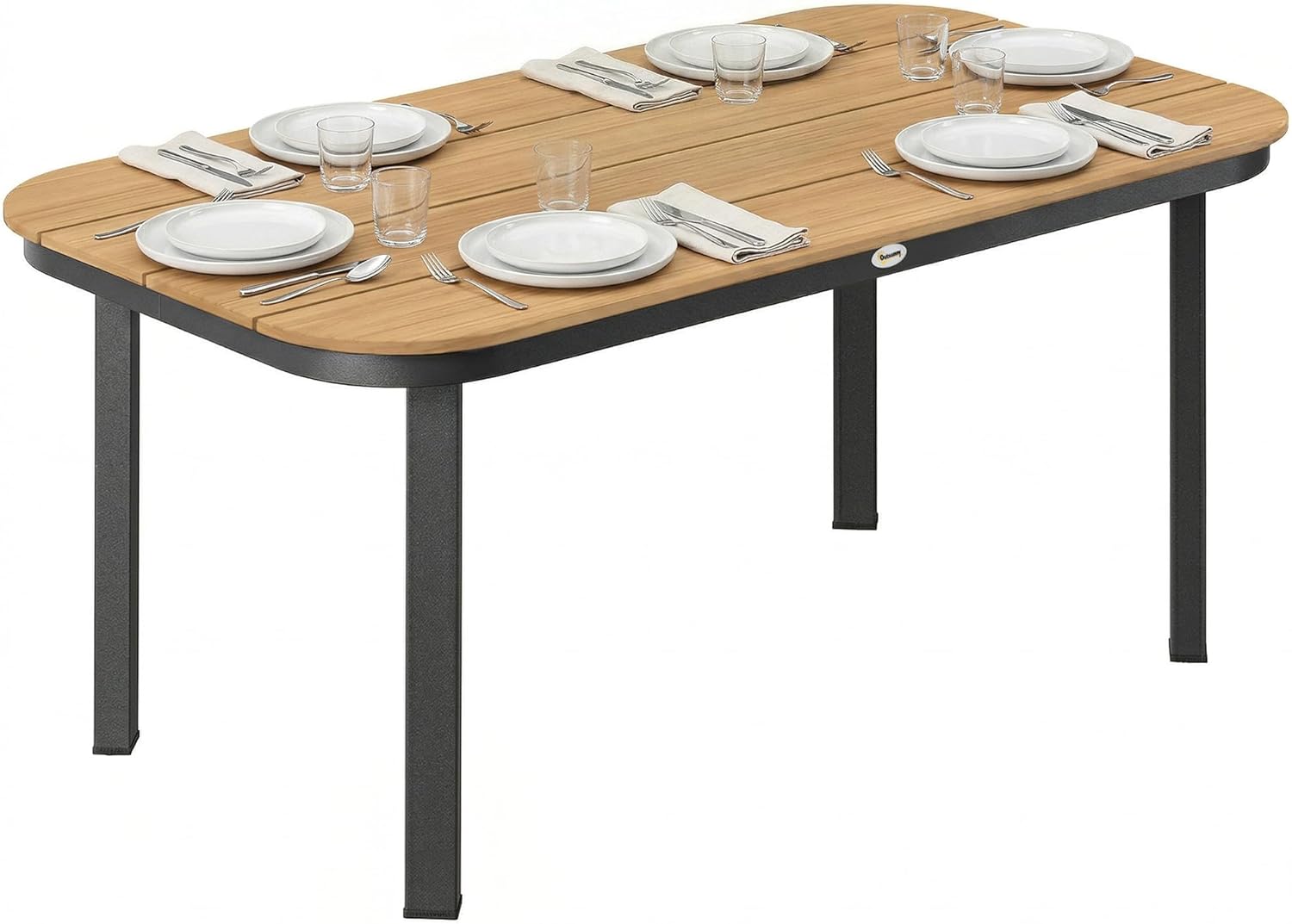Outsunny - Table de jardin WPC lattes 155x88x72cm - 4-6 pers. métal