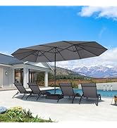 PURPLE LEAF Grand Parasol de Jardin Extérieur avec Pied 4,55 x 2,7 x 2,4 m, Parasol Rectangulaire...