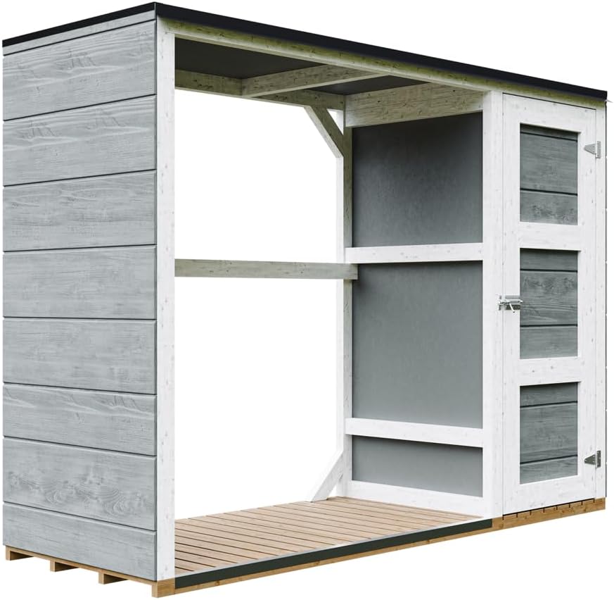 TIMBELA - abri à bûches moderne, 75x217x159 cm, rangement outils, M981