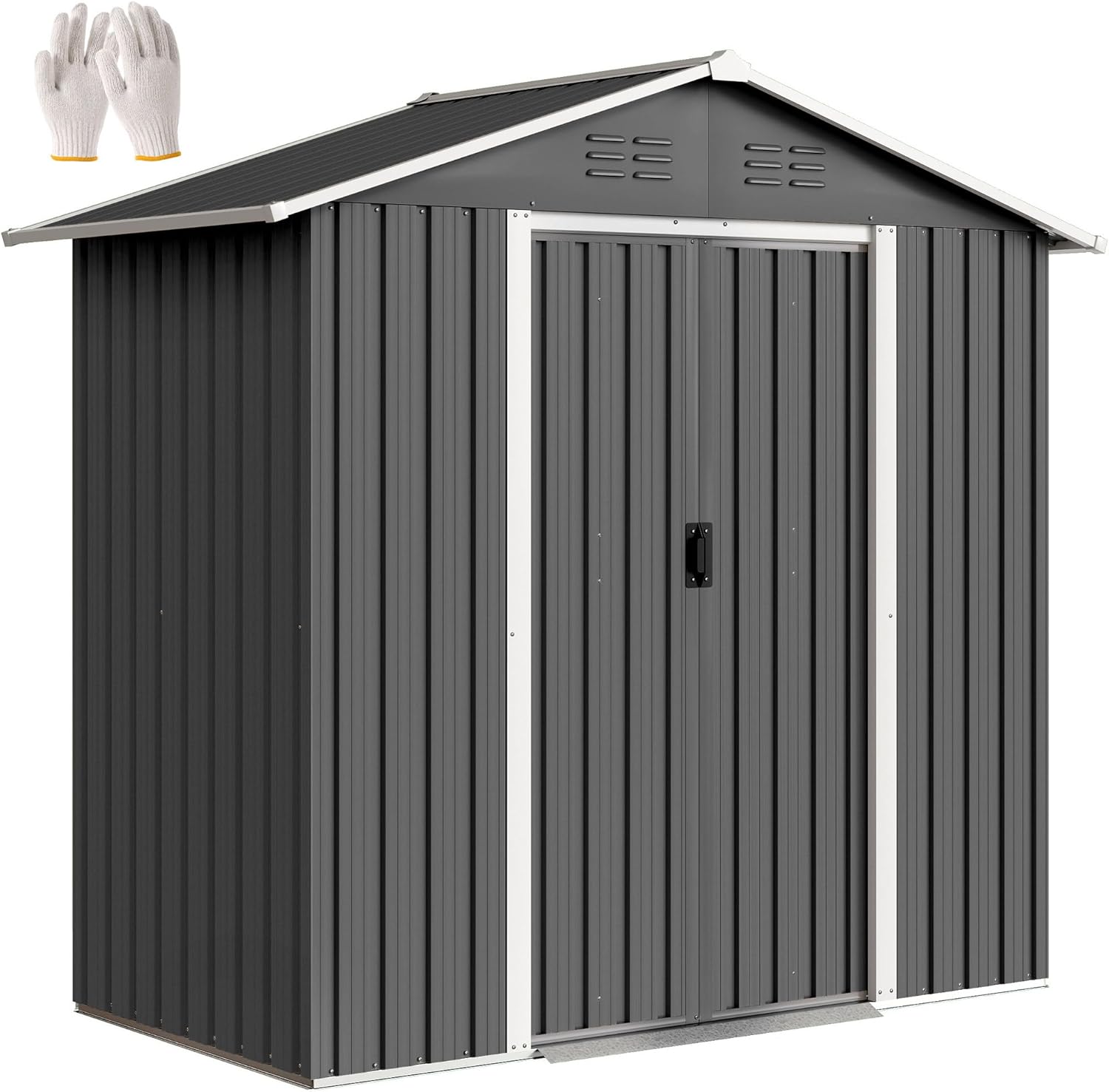 Outsunny - abri de jardin métal 1,8 m² - 194x107x191 cm, portes coulissantes, 4 aérations