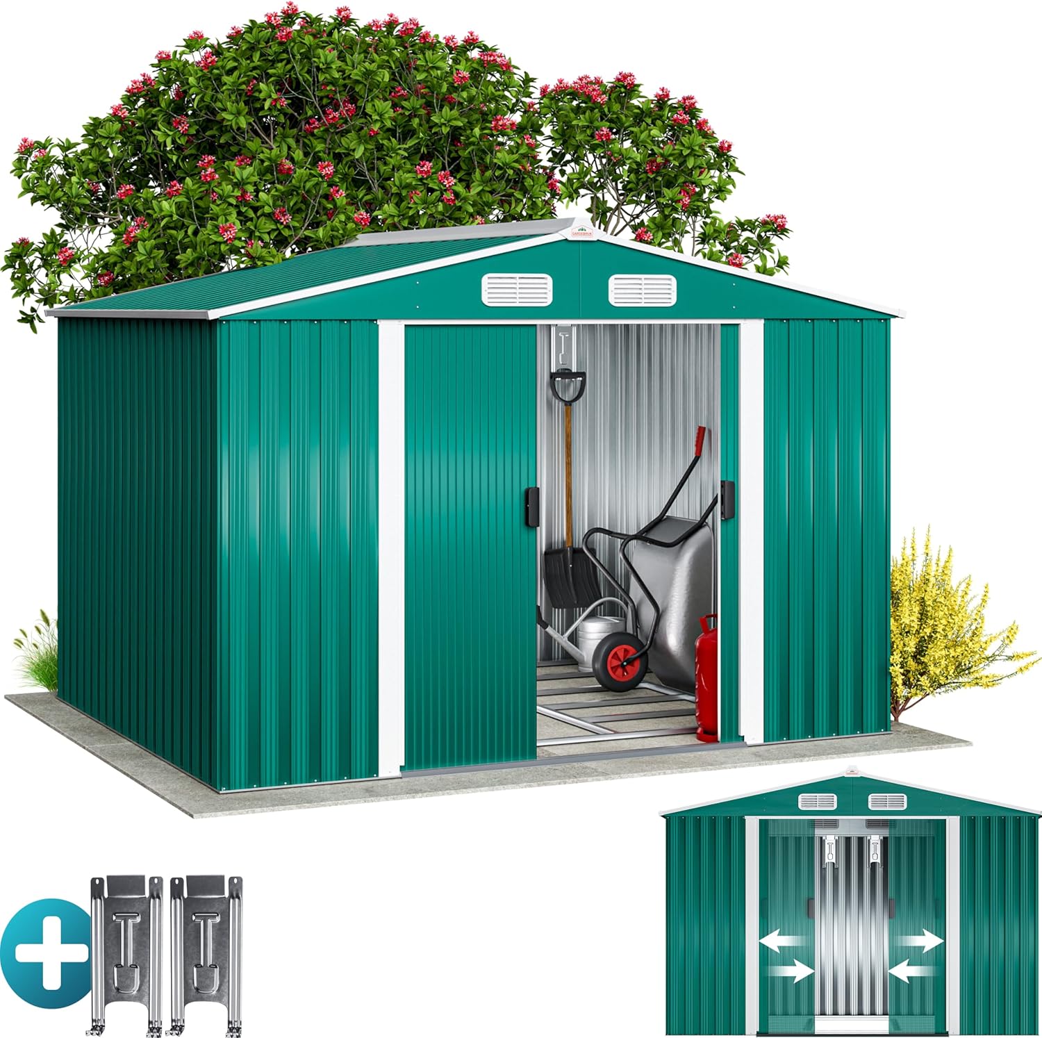 GARDEBRUK - Abri de jardin métal XXL - 260x205x180cm - porte coulissante, fondation, 9m³