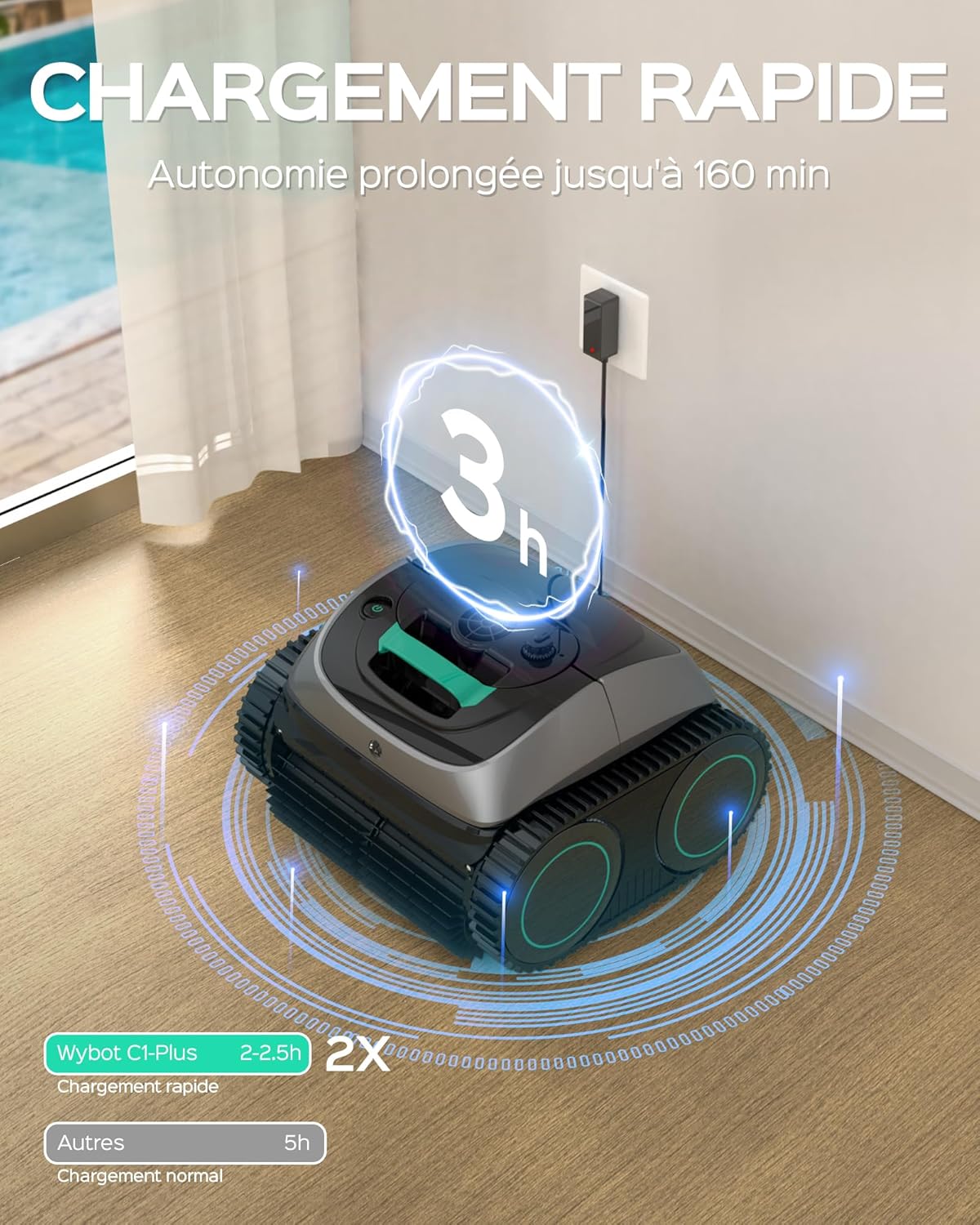 WYBOT - C1-Plus série pool robot - 160min/160m² - navigation intelligente