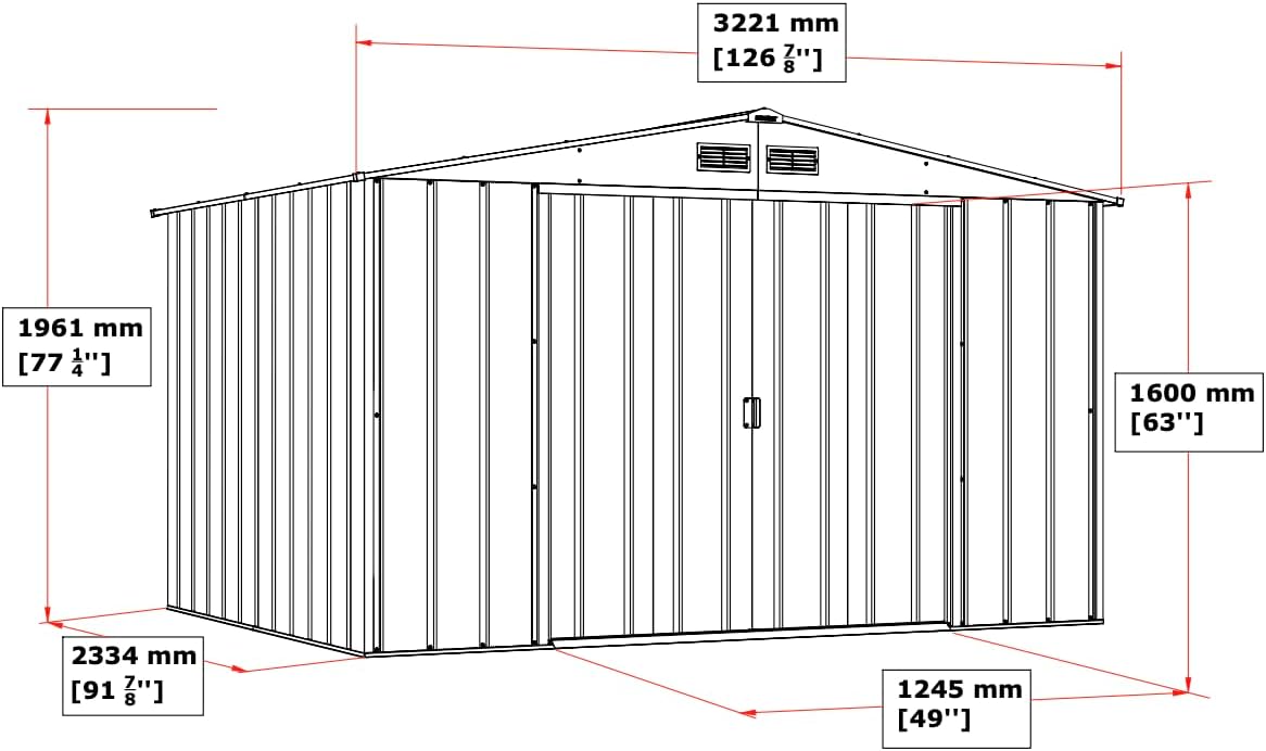 Duramax - ECO série - 10 x 8 (7,80 m²) - abri de jardin métal robuste, toit renforcé, anthracite