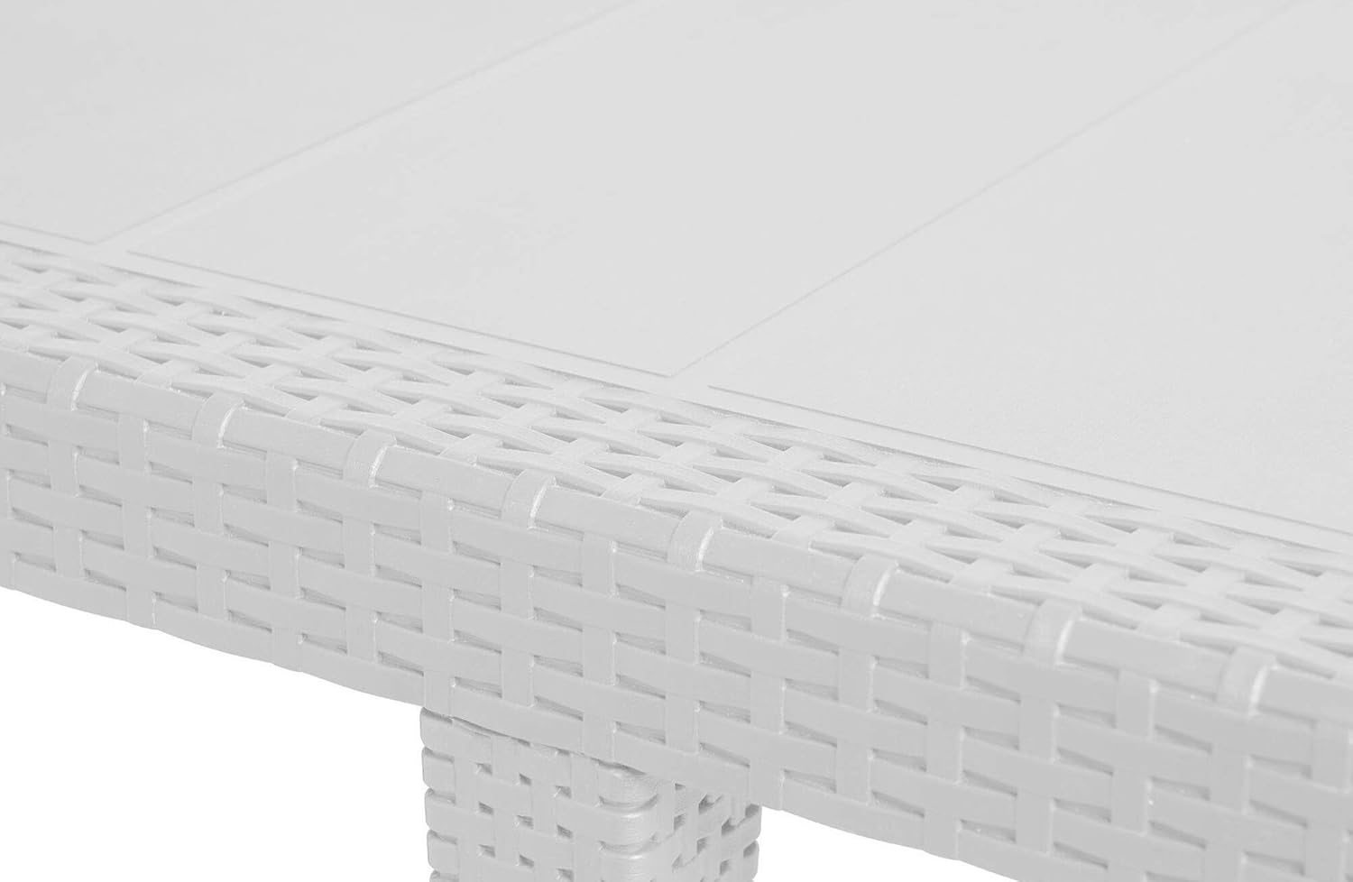 Dmora - Roma - 150/220x90x72 cm - table jardin extensible rotin blanc