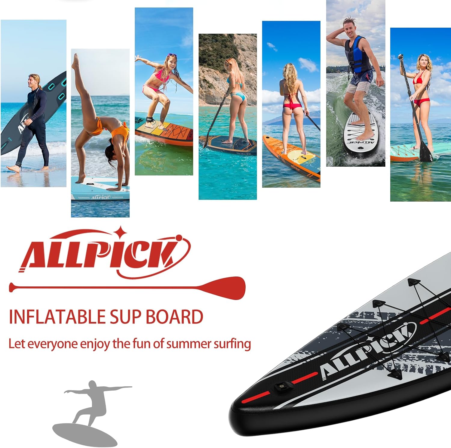 ALLPICK - Paddle gonflable 320 cm - caméra, pagaie, 200 kg