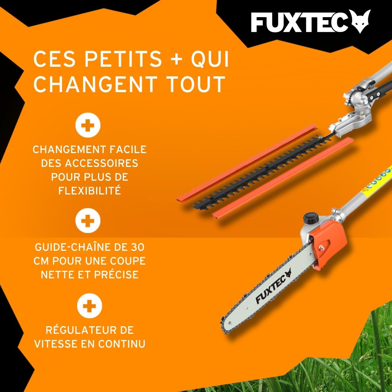 Fuxtec Débroussailleuse Thermique Multifonction 4 en 1 Multitool FX-MT152 - Easy Starter, 3CV 52 cm³, Moteur 2 Temps, Élagueuse Taille Haie Coupe Bordure avec Fil ou Lame