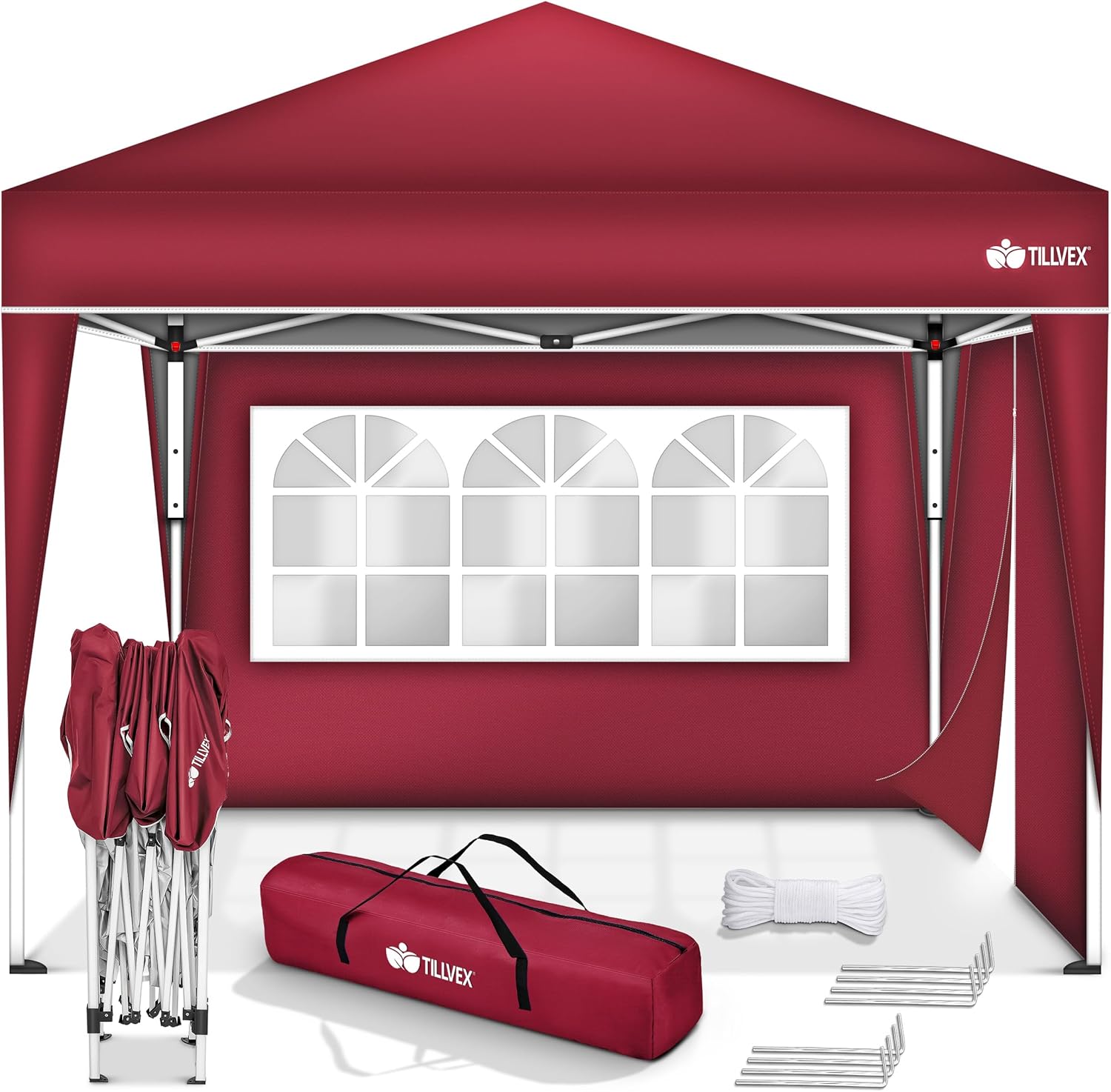 tillvex - tonnelle pliante 3x3m - 2 côtés, réglable, UV50+, sac inclus