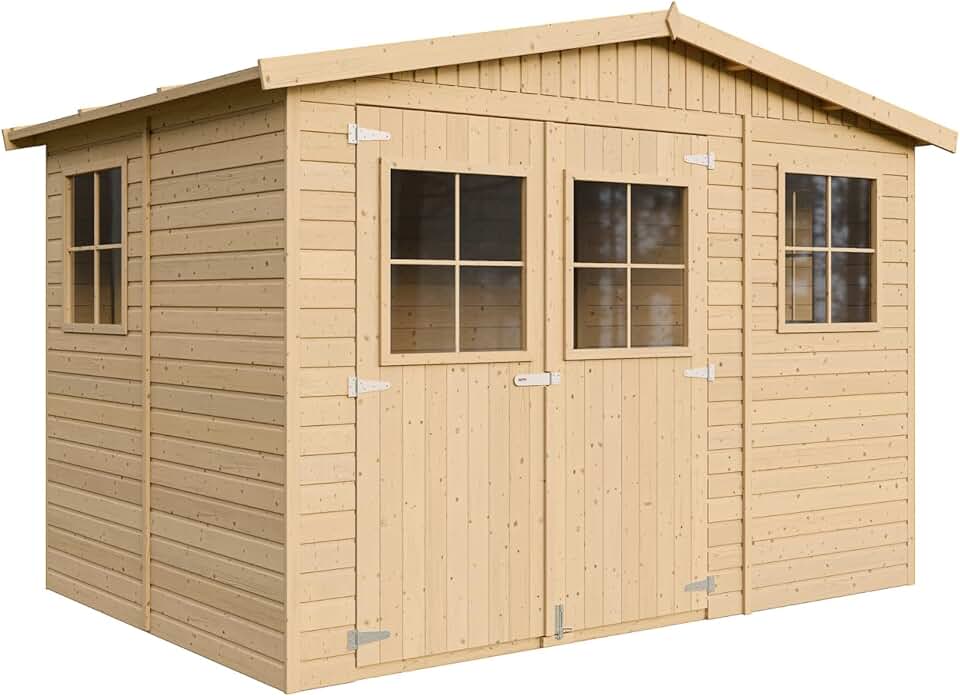 Timbela - abri de jardin bois 6 m², fenêtres, H226x324x216 cm - M334