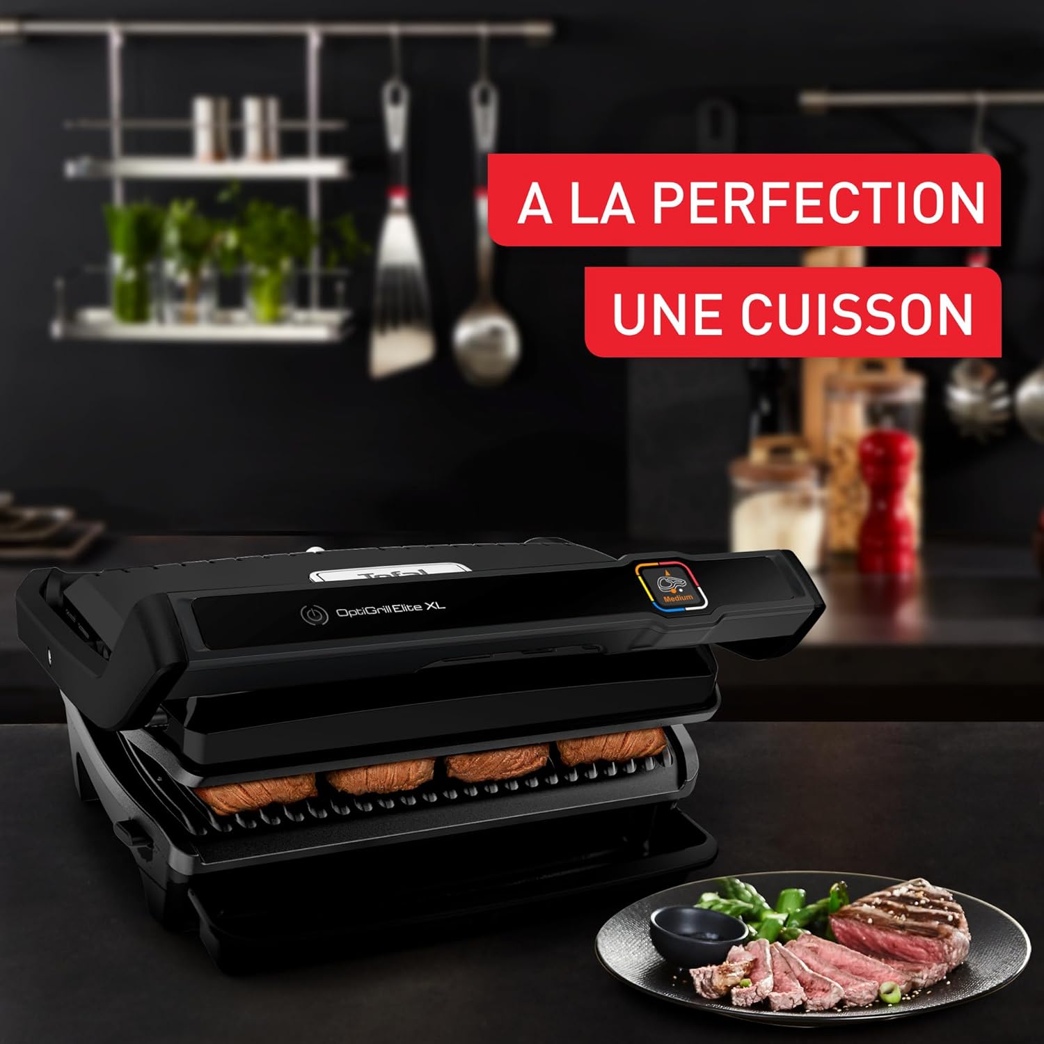 Tefal - Optigrill Elite XL - grande capacité 8 pers. - 16 programmes, fonction marquage, GC760812