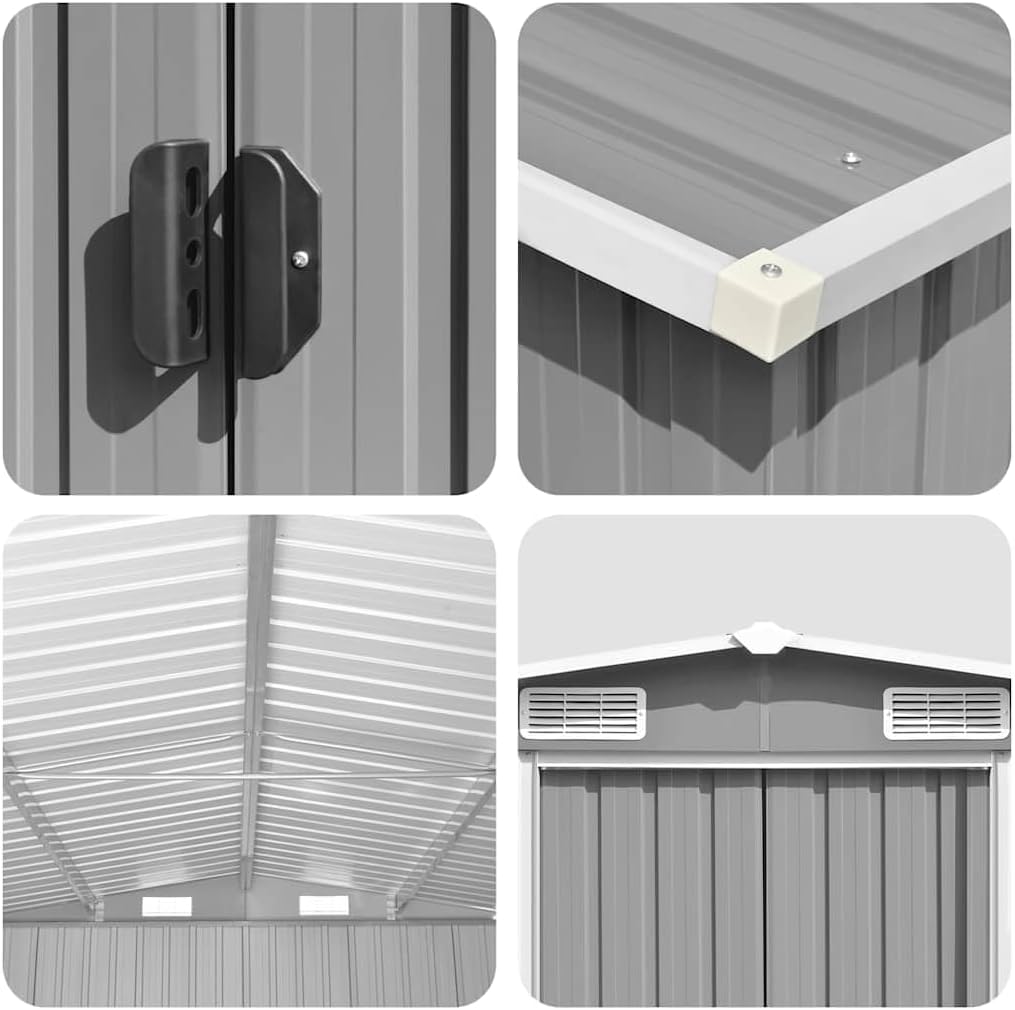 vidaXL Abri de Jardin 257x489x181 cm Métal Gris Terrasse Patio Cabane à Outils