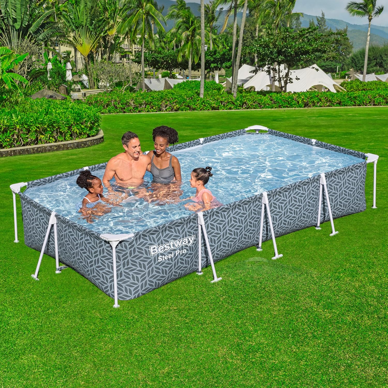 Bestway - Steel Pro imprimée Graphique - 366x201x66 cm - Piscine hors sol rectangulaire