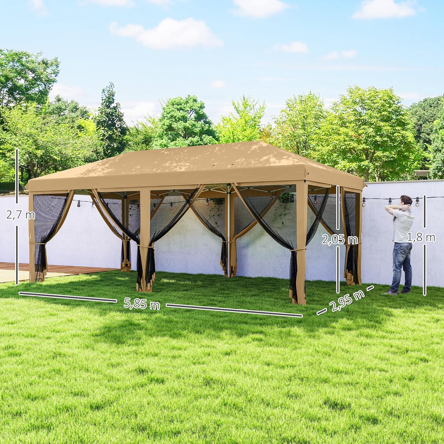 Outsunny - Tonnelle pliante 6x3m - anti-UV, moustiquaires, sac transport