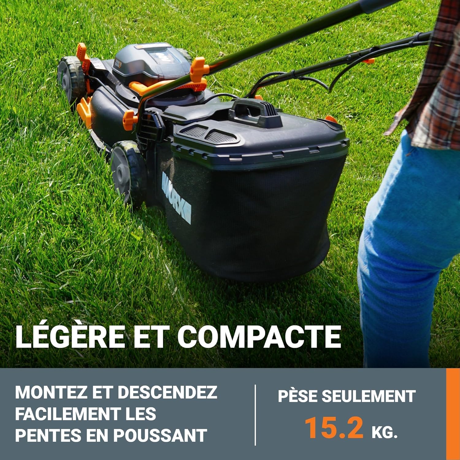 Worx - tondeuse sans fil série 40V - 40cm - 2x4Ah, silencieuse - WG743E