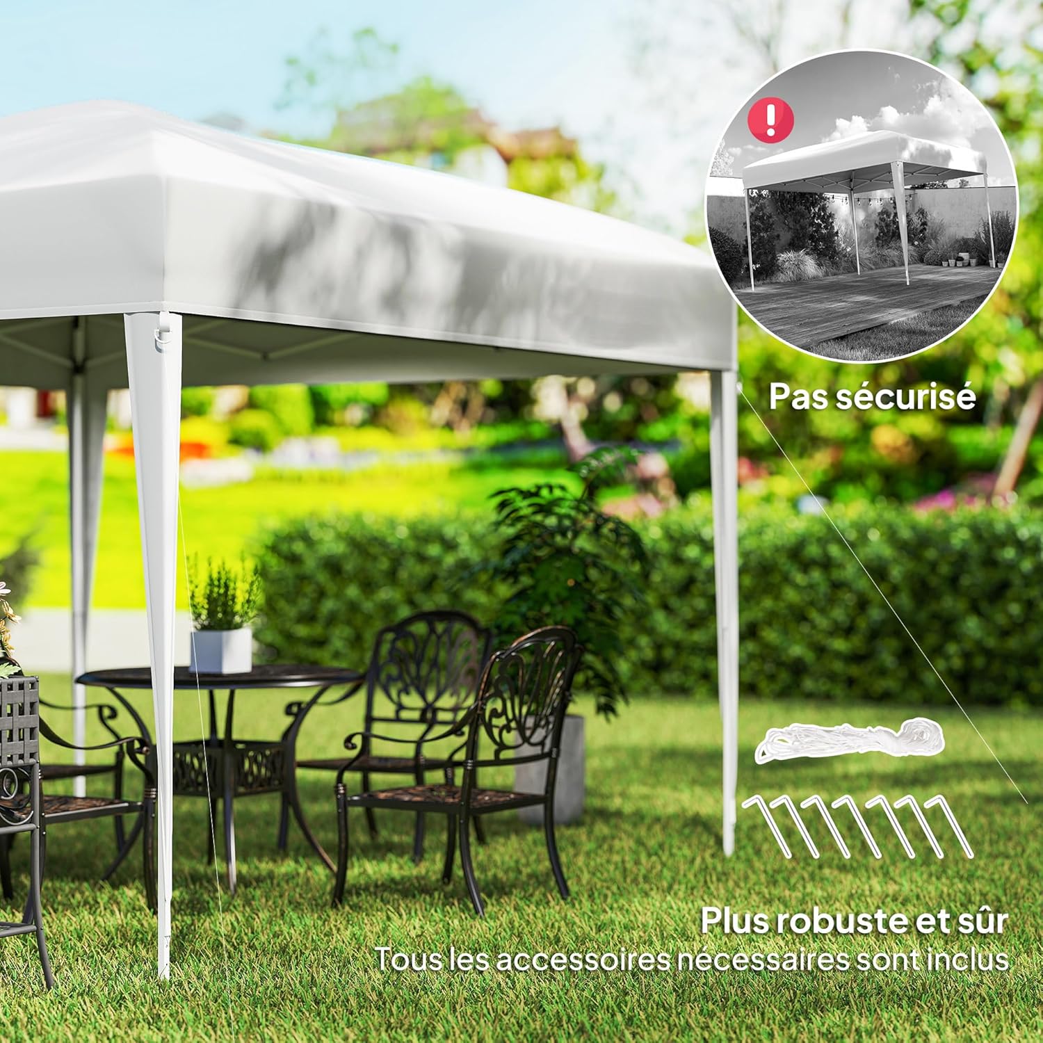 Outsunny - Tonnelle pliante série Pop Up 3x3m, anti-UV, sac transport, acier/oxford, blanc