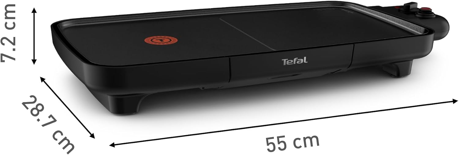 Tefal - Booster Plancha électrique 2200W 2 zones, grande surface, thermostat réglable CB642800