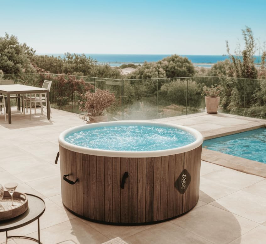 COCO SPA Helsinki Spa Gonflable - 150 cm de diamètre - 800 litres - Moteur 2240 W - 2 à 4 Personnes - Massage 140 Jets