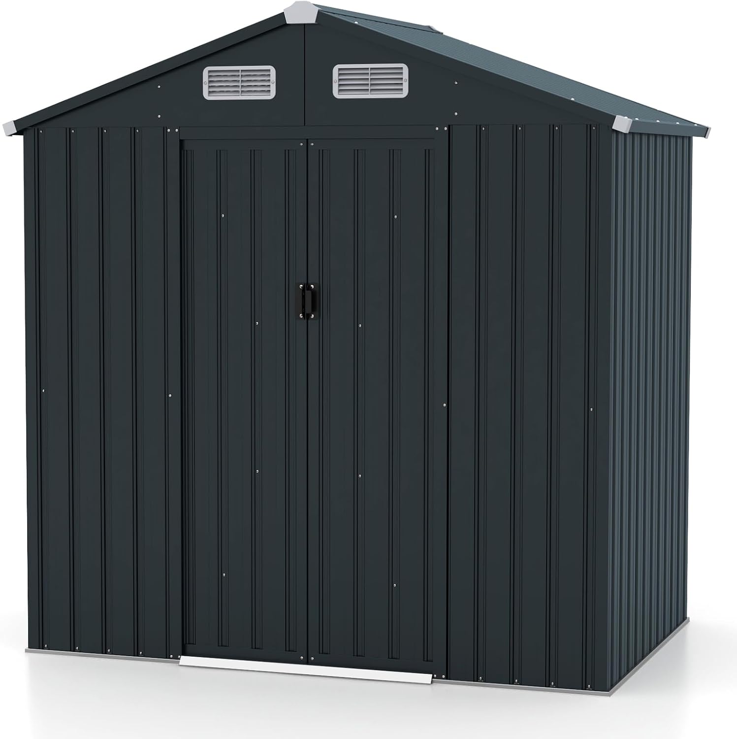 COSTWAY - Abri de Jardin métal 2,2㎡ - portes coulissantes, toit pente