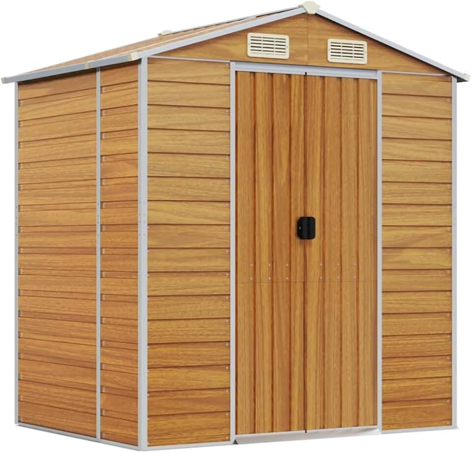 vidaXL Abri de Jardin Marron Clair 191x130x198 cm Acier galvanisé
