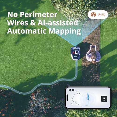 Segway Navimow i105E et Garage S, Robot Tondeuse sans Fil périphérique, rec. 500 m², Max. 600 m², RTK+Vision Tondeuse Robot Gazon, IA cartographie Automatique, Limite virtuelle, Gestion multizone