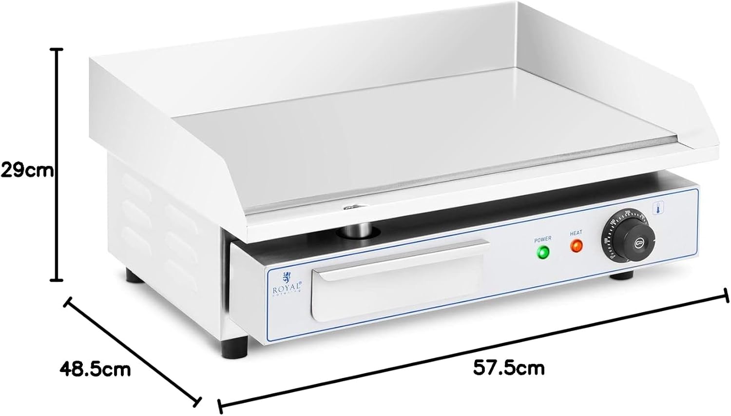 Royal Catering - Plancha Électrique Lisse Inox 55x35 cm 3000W Restaurant