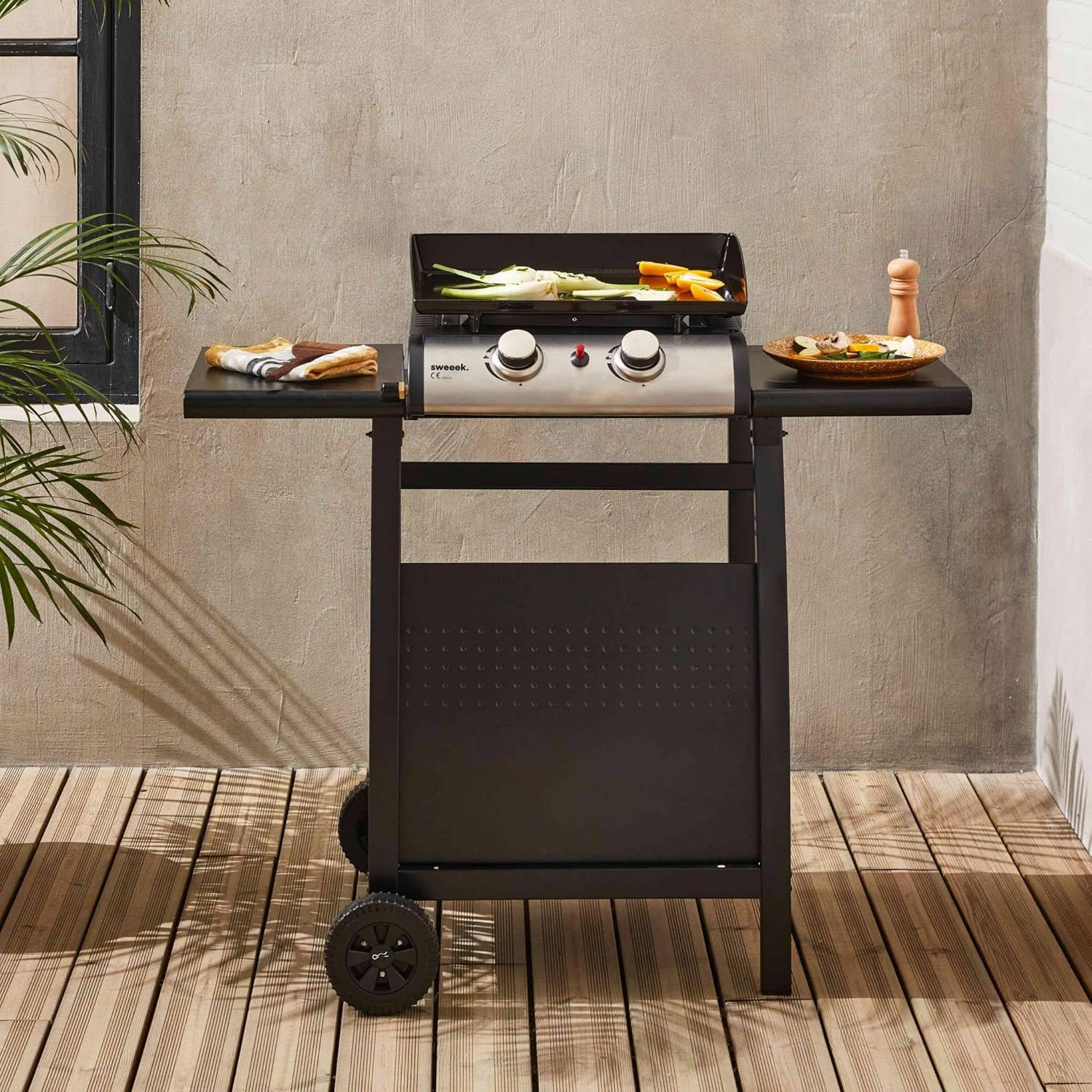 Alice's Garden - Porthos série - plancha 2 brûleurs, inox, 5kW, plaque émaillée