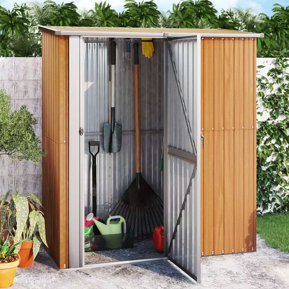 ShGaxin - abri de jardin extérieur acier galvanisé marron 180,5x97x209,5 cm