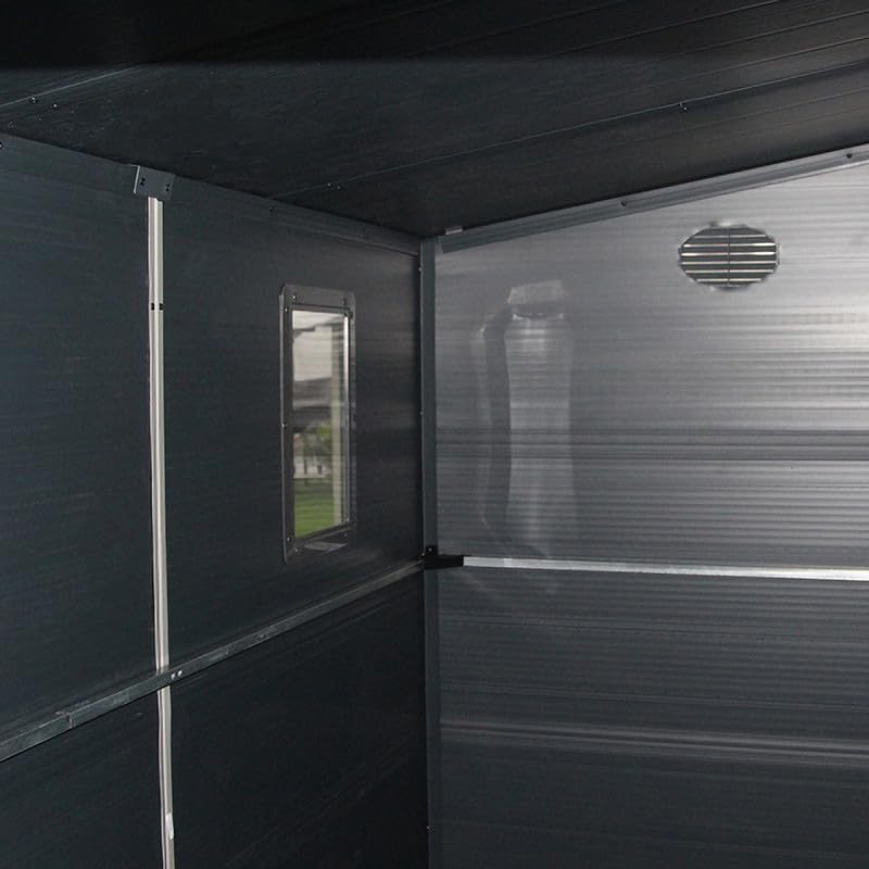 Jôbu - Abri adossé en résine 3,55m², fenêtre, aération, kit, acier