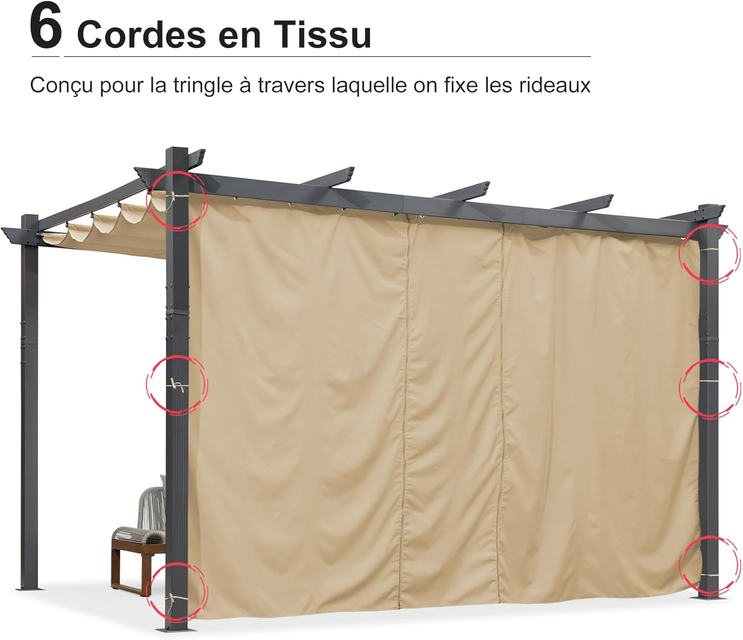 PURPLE LEAF - Pergola aluminium série Rideau - 4x3m toit coulissant extérieur