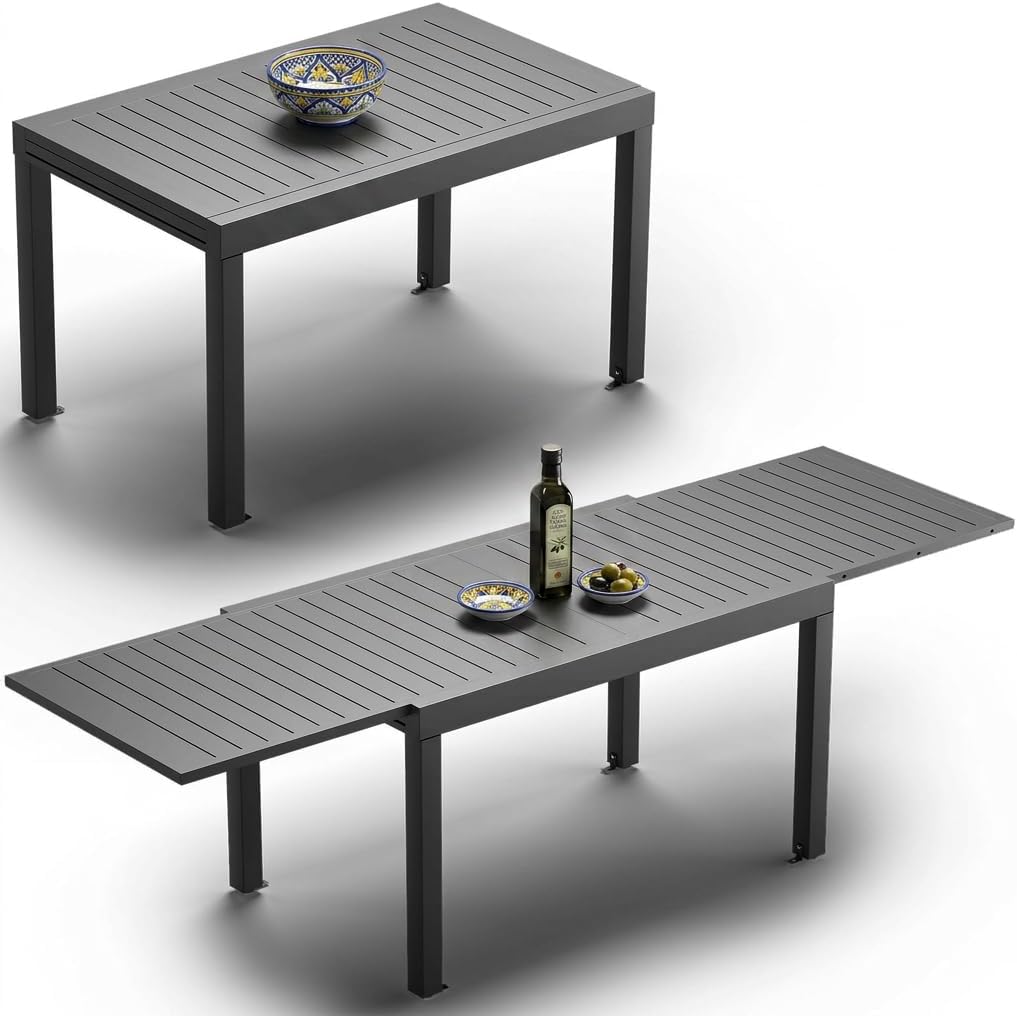 JUMMICO - table extensible 260x80cm - aluminium résistant, facile entretien