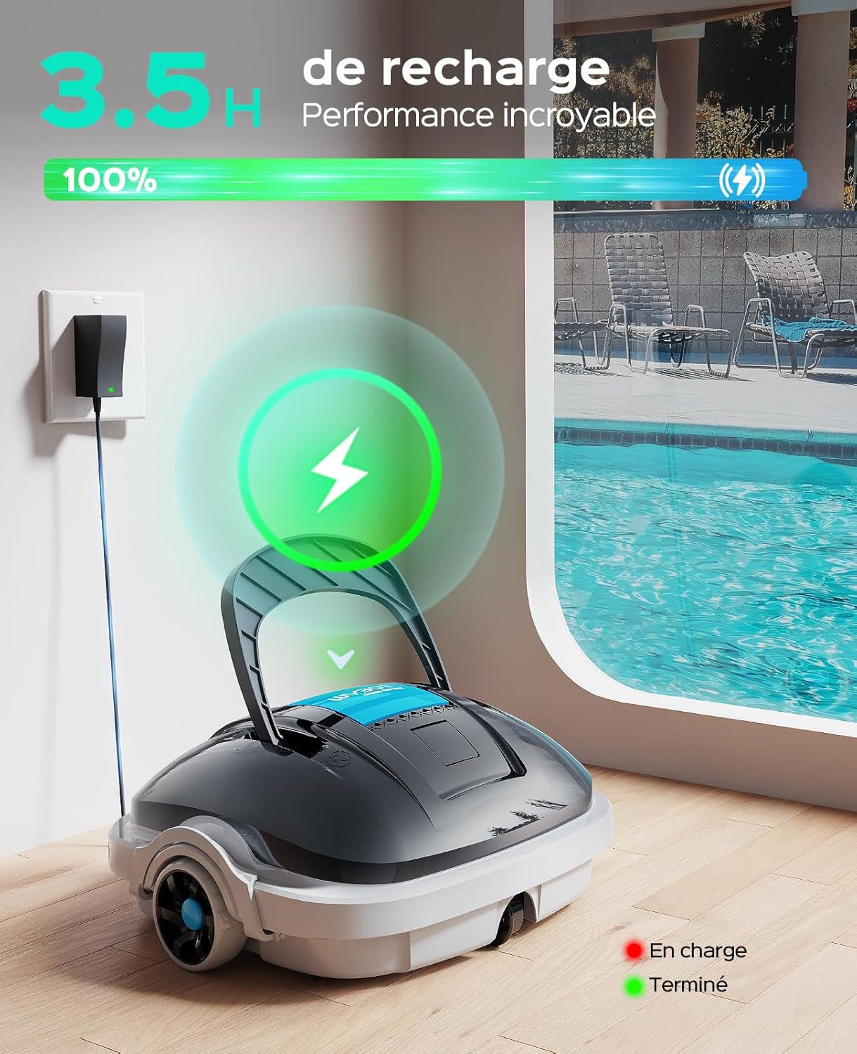 WYBOT - Osprey 200 Max - 80m² - robot piscine sans fil, 100 min, Osprey200Max