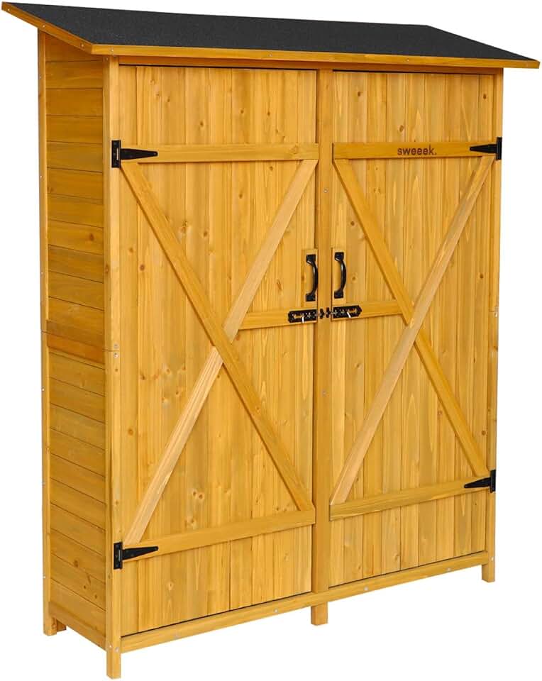 sweeek - Abri de jardin bois, 4 espaces, 140x50x162cm