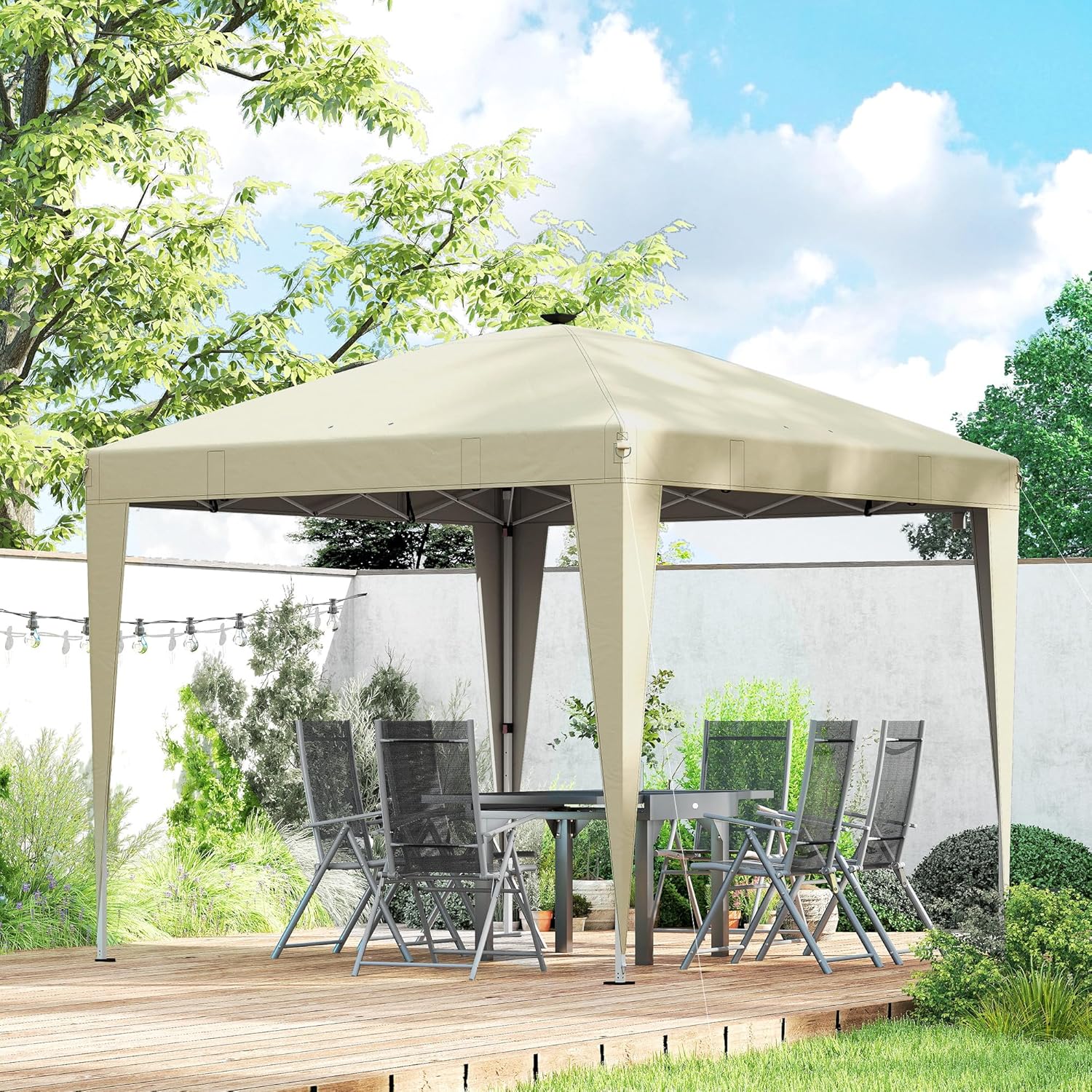 Outsunny - Tonnelle Pop-up 3x3m UV50+, éclairage, sac, réglable