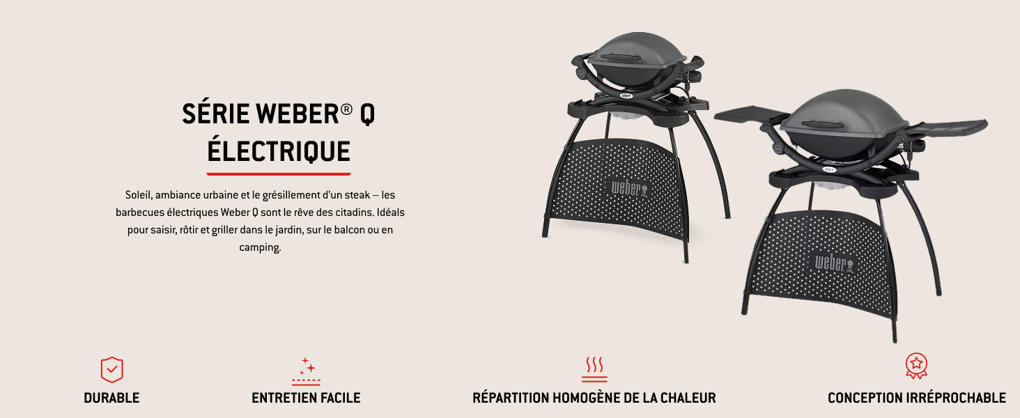 Le texte indique « SERIE WEBER-Q ELECTRONIC ». Guide d'installation du produit présentant les étapes de montage et d'assemblage des appareils électroniques.